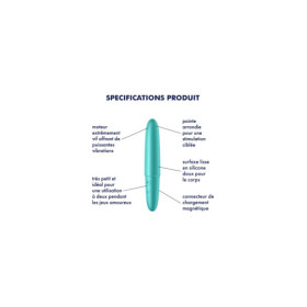 Vibromasseur turquoise USB Ultra Power Bullet 6 Satisfyer 